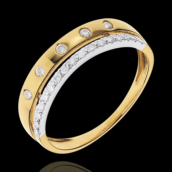 Anillo Hada - Corona de Estrellas - pequeño modelo - oro blanco y oro amarillo 18 quilates 