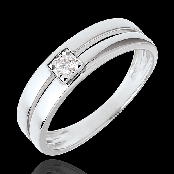 Solitario Doble - oro blanco 18 quilates y diamante 0.052 quilates
