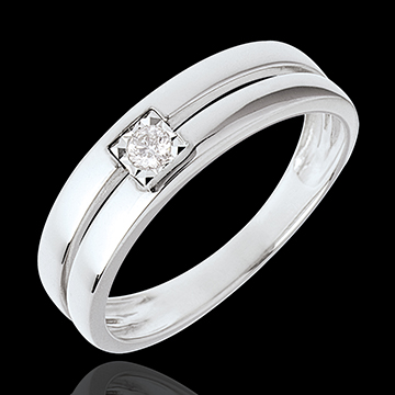 Solitario Doble - oro blanco 18 quilates y diamante 0.052 quilates