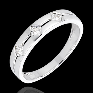 Anillo Triología Rombos - oro blanco 18 quilates y diamantes