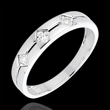 Anillo Triología Rombos - oro blanco 18 quilates y diamantes