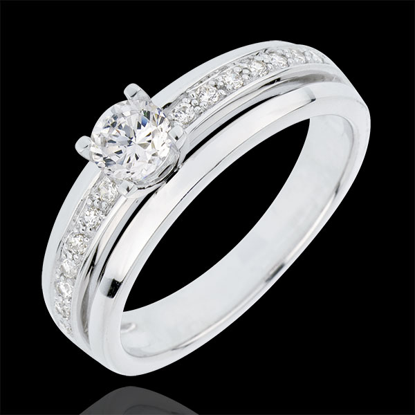 Anillo de Pedida Solitario Destino - Mi Reina - gran modelo - oro blanco 18 quilates - diamante 0.33 quilates