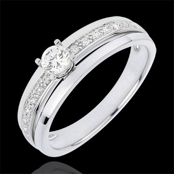 Anillo de compromiso Destino - Mi Reina - pequeño modelo - oro blanco 18 quilates - diamante 0.20 quilates