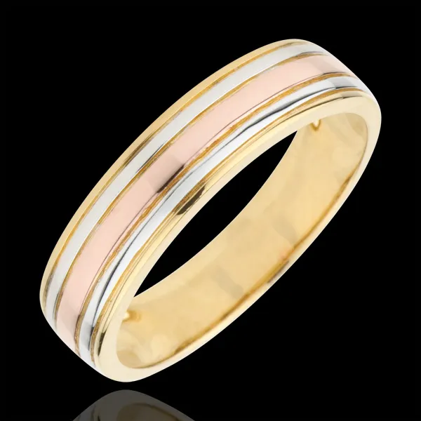 Alianza Ulises - tricolor - oro amarillo, blanco, rosa 18 quilates