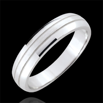 Alianza hombre Cronos - oro blanco rugoso 9 quilates