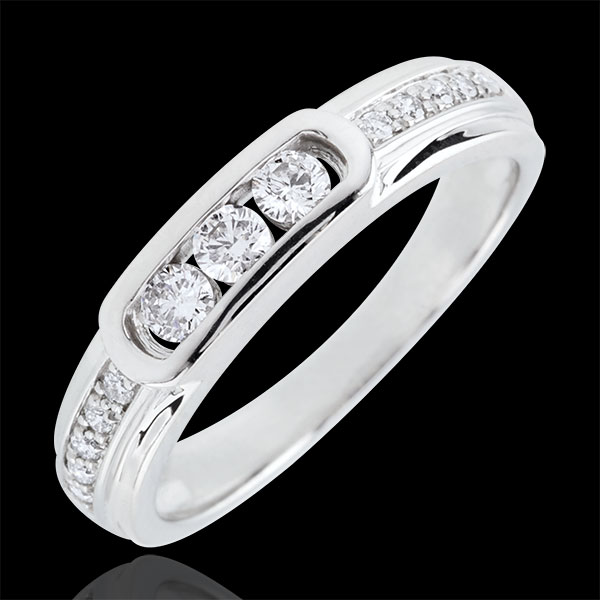 Anillo trilogía Helwen - oro blanco 18 quilates