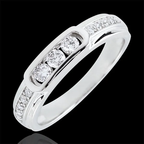 Anillo trilogía Helwen - oro blanco 18 quilates 