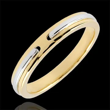 Alianza Promesa - oro amarillo y blanco 9 quilates - pequeño modelo