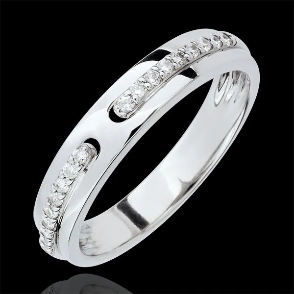 Alianza Promesa - oro blanco 18 quilates y diamantes - gran modelo