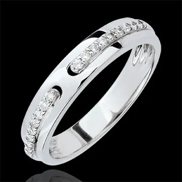 Alianza Promesa - oro blanco 18 quilates y diamantes - gran modelo