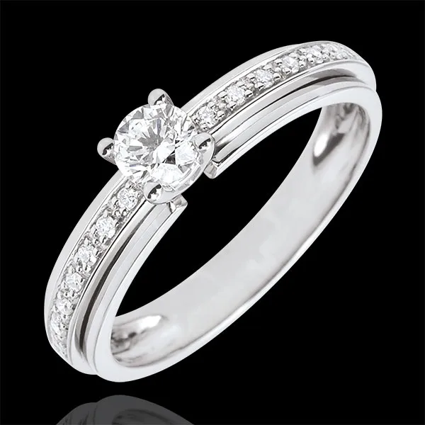 Anillo de Pedida Solitario Destino - Mi Reina - Variación - oro blanco 9 quilates