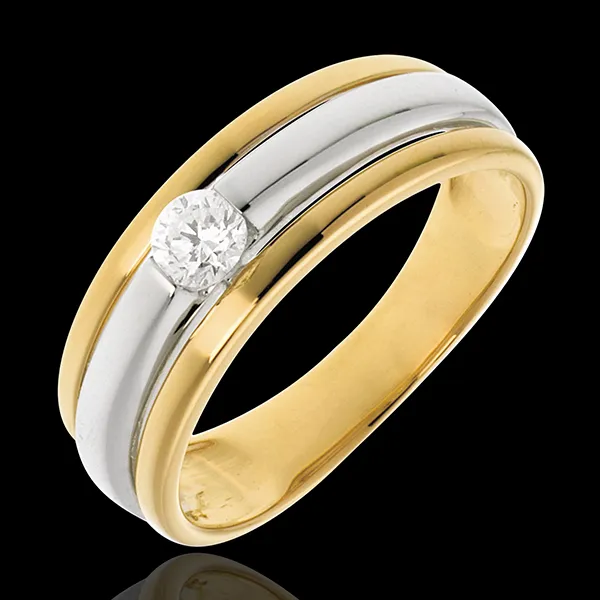 Solitario eclipse - oro amarillo y oro blanco 18 quilates