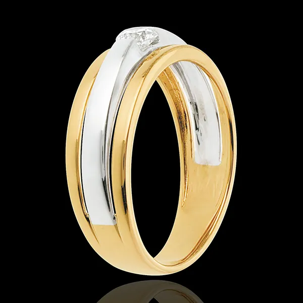 Solitario eclipse - oro amarillo y oro blanco 18 quilates