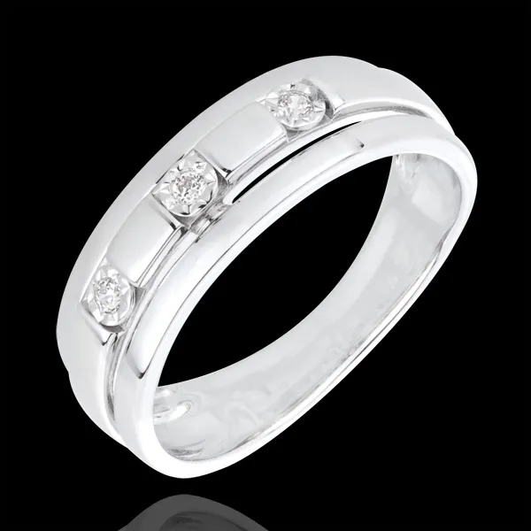 Anillo Triología Bizancio - oro blanco 18 quilates y diamantes