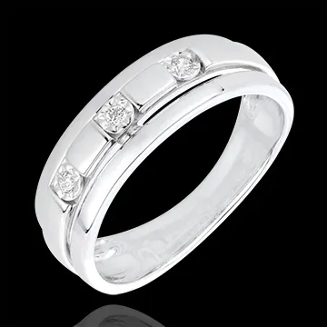 Anillo Triología Bizancio - oro blanco 18 quilates y diamantes