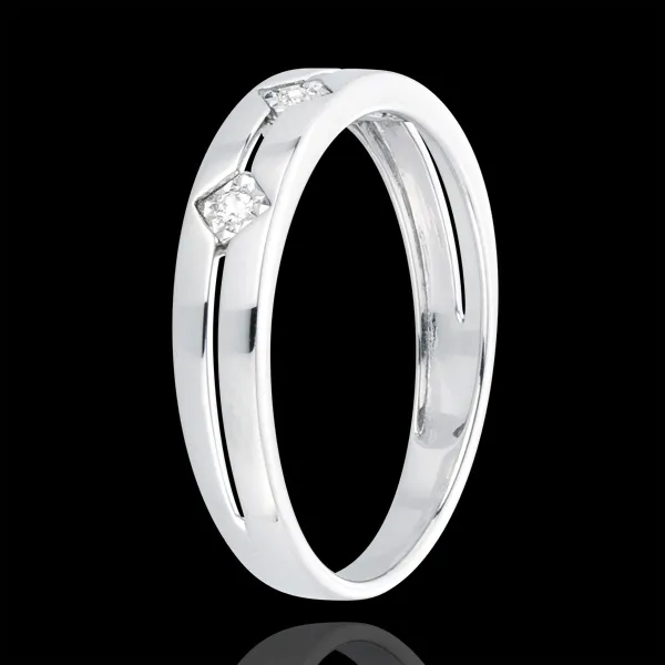 Anillo Triología Rombos - oro blanco 18 quilates y diamantes