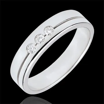 Fede Olympia Trilogy - modello medio - Oro bianco - 9 carati - 3 Diamanti