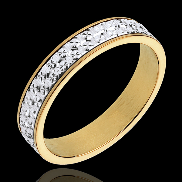 Fede nuziale - Illusione - Oro bianco e Oro giallo - 18 carati