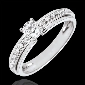 Anello di fidanzamento Solitario Destino - Mia Regina - variazione - Oro bianco - 9 carati