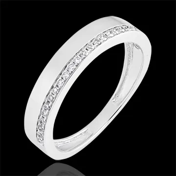 Fede nuziale Passione - variazione - oro bianco 9 carati e diamanti