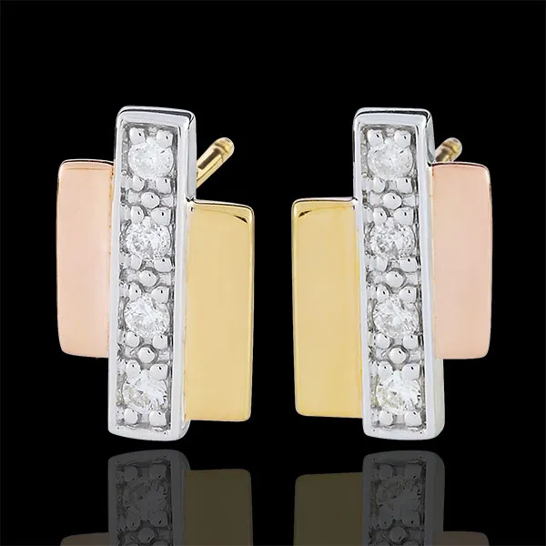 Orecchini Erina - Oro bianco, Oro giallo e Oro rosa - 8 Diamanti 