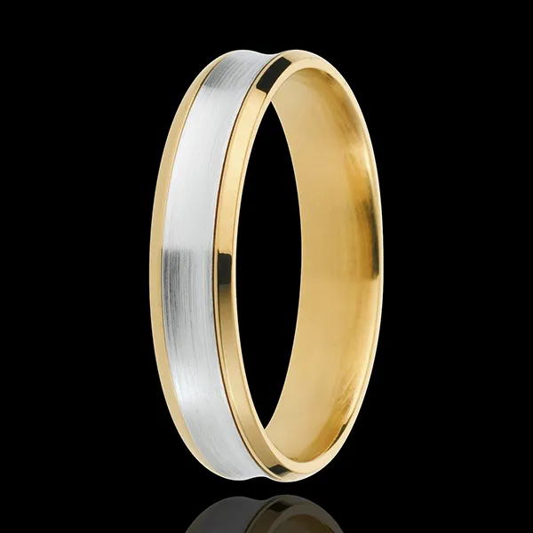 Fede Dandy - Oro giallo e Oro bianco - 18 carati - 4mm