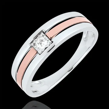 Anello Tripla fila - Oro rosa e Oro bianco - 18 carati - Diamante