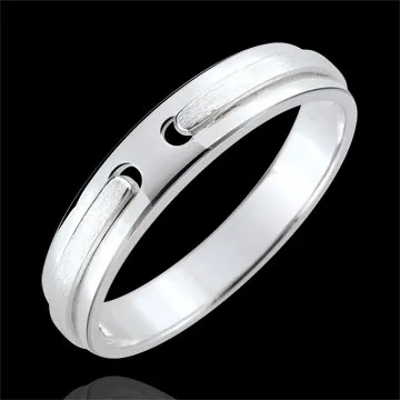 Anello Promessa - tutto oro - oro bianco spazzolato.