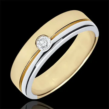 Fede Olympia Diamante - modello grande - Oro bianco e Oro giallo - 9 carati - Diamante - 0.15 carati