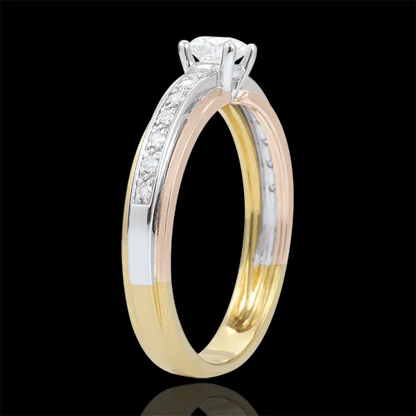 Anello di fidanzamento Solitario Destino - Mia Regina - Modello Piccolo - 3 Ori - 18 carati - Diamanti - 0.32 carati