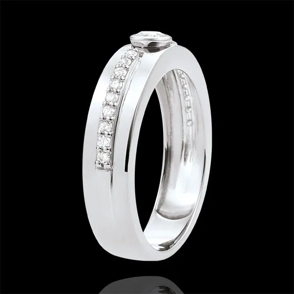 Anello Solitario Promessa - Oro bianco - 9 carati - Diamanti - 0.244 carati