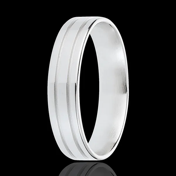Fede nuziale - Gladiatore - Oro bianco - 18 carati