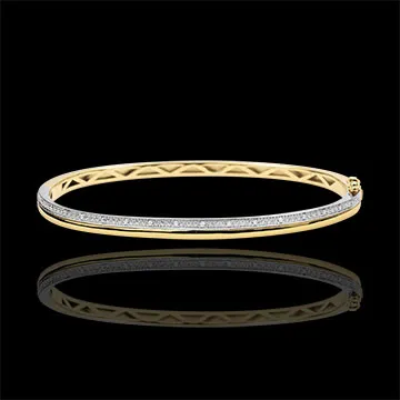 Bracciale Eleganza - Oro giallo, Oro bianco e Diamanti - 9 carati