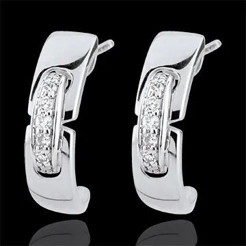 Orecchini Unione senza tempo - Oro bianco - 9 carati - 10 Diamanti 