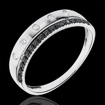 Anello Fantasmagoria - COrona Stellare - modello piccolo - Oro bianco - 18 carati - Diamanti neri - Diamanti bianchi - 0.17 cara