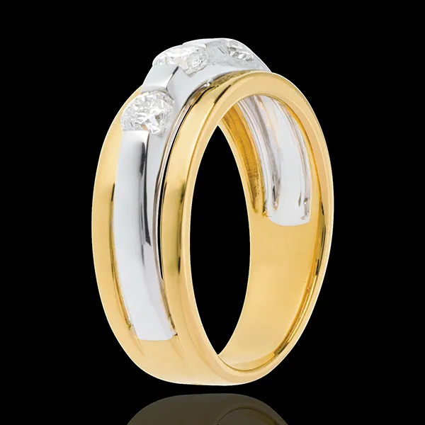 Trilogy Eclissi - Oro giallo e Oro bianco - 18 carati - 3 Diamanti - 0.59 carati