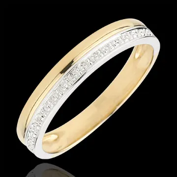 Fede nuziale Eleganza - Oro giallo e Oro bianco - 9 carati
