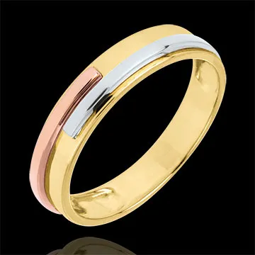 Fede nuziale Titano - Oro bianco, Oro rosa e Oro bianco - 9 carati