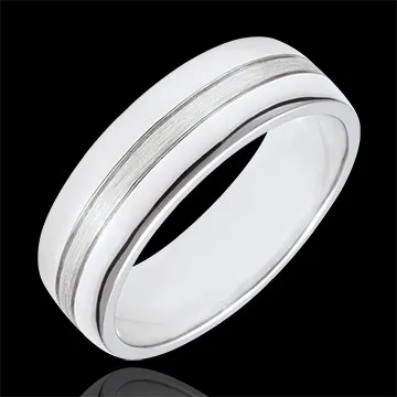 Alliance Star - Grand modèle - or blanc brossé 9 carats