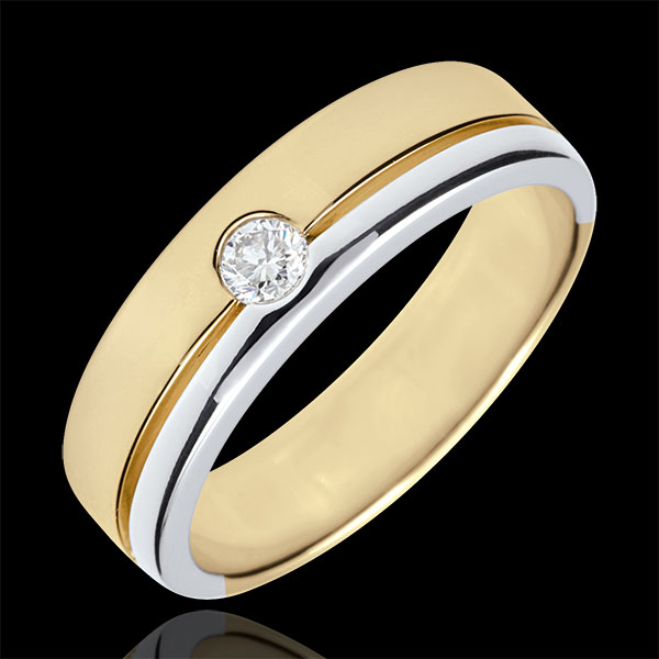 Alliance Olympia Diamant - Grand modèle - bicolore - or blanc et or jaune 18 carats
