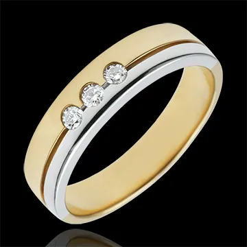 Alliance Olympia Trilogie - Moyen modèle - bicolore - or blanc et or jaune 9 carats