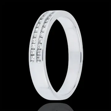 Alliance Or Blanc Semi Pavée - Serti Rail 2 Rangs - or blanc 18 carats