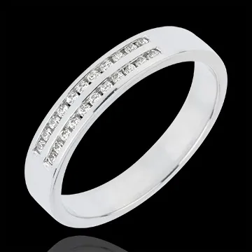 Alliance Or Blanc Semi Pavée - Serti Rail 2 Rangs - or blanc 18 carats