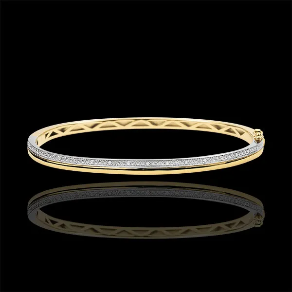 Bracelet Elégance diamants - or blanc et or jaune 9 carats