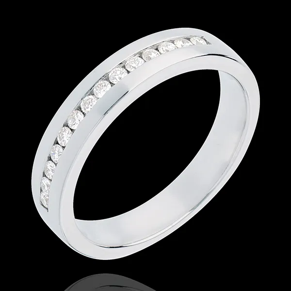Alliance or blanc 18 carats semi pavée - serti rail - 0.21 carats - 14 diamants