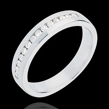Alliance or blanc 18 carats semi pavée - serti rail - 0.21 carats - 14 diamants