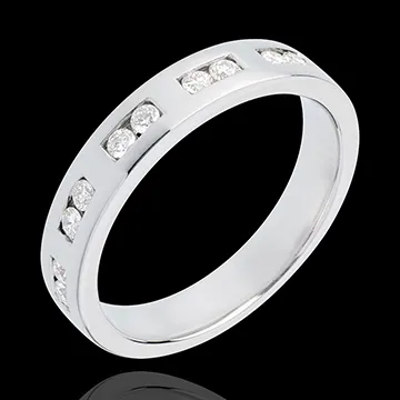Alliance or blanc 18 carats semi pavée - serti rail - 0.22 carats - 10 diamants