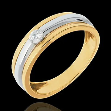 Solitaire Eclipse - diamant 0.13 carat - or blanc et or jaune 18 carats