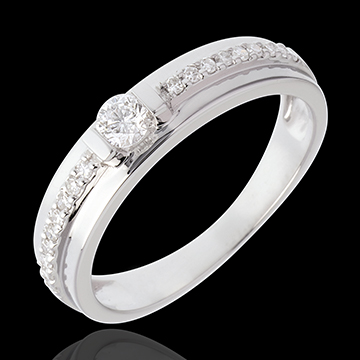 Bague de Fiançailles Solitaire Destinée - Eugénie - diamant 0.26 carat - or blanc 18 carats