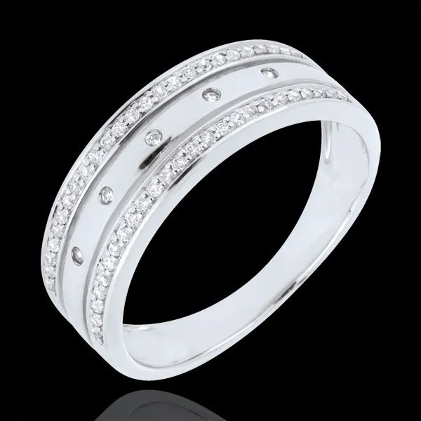 Anneau Féérie - Couronne d'Étoiles - grand modèle - or blanc 9 carats